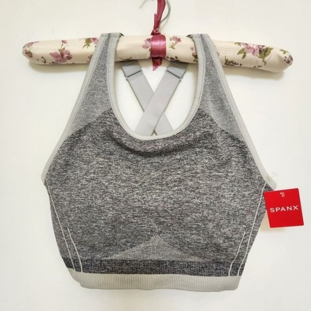 Spanx Seamless Sculpt Sports Bra Size Large Spacedye Cloudy Grey NWT - Picture 3 of 8